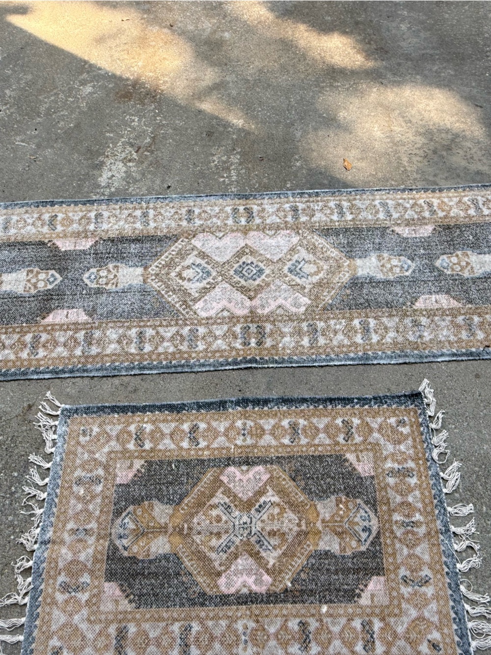 Urban outfitter Neutral Gray and Beige Tribal Runner and Accent Rug Set